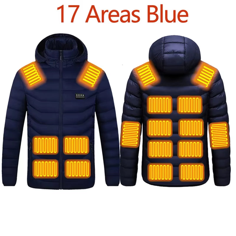 Men'S Parka Winter Warm USB Heating Jackets Smart Thermostat Pure Color Hooded Heated Clothing Male Bobojaco Warm Padded Jacket