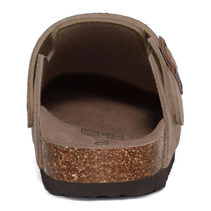 Women'S Suede Clogs with Arch Support New Adjustable Strap Cork Footbed Mules Lady Slip on Clogs Slippers Men Cork Slides