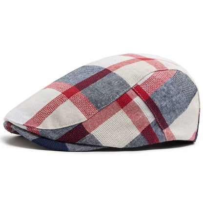 New Multicolour Plaid Beret Women Casual Sun Visor Flat Hat Vintage Fashion Berets Men Newsboy Caps Summer Button Adjustable