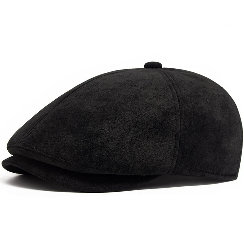 New PU Imitation Leather Newsboy Cap Fashion Vintage Men Women Berets for Spring Autumn Visor Flat Hat Casual Retro Hip Hop Caps