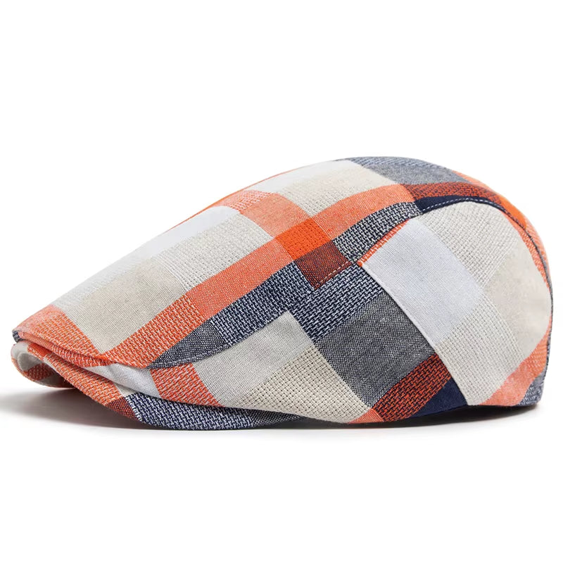 New Multicolour Plaid Beret Women Casual Sun Visor Flat Hat Vintage Fashion Berets Men Newsboy Caps Summer Button Adjustable