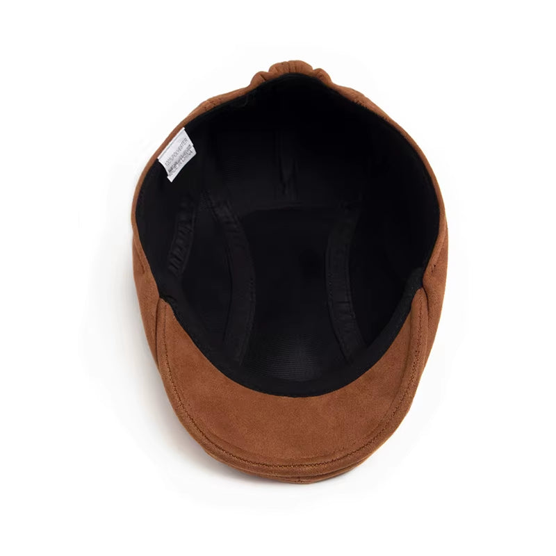 New Suede Autumn Winter Beret Fashion Vintage Men Women Newsboy Hat Casual Flat Visor Cap Berets for 54-58Cm Head Circum Ference