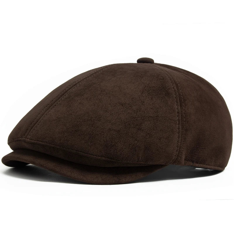 New PU Imitation Leather Newsboy Cap Fashion Vintage Men Women Berets for Spring Autumn Visor Flat Hat Casual Retro Hip Hop Caps