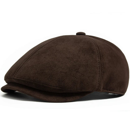 New PU Imitation Leather Newsboy Cap Fashion Vintage Men Women Berets for Spring Autumn Visor Flat Hat Casual Retro Hip Hop Caps