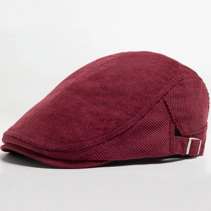 Men Fashion Corduroy Beret Spring Autumn Thick Warm Women'S Flat Hat Vintage Casual Newsboy Cap Unisex Fashion Front Back Wear