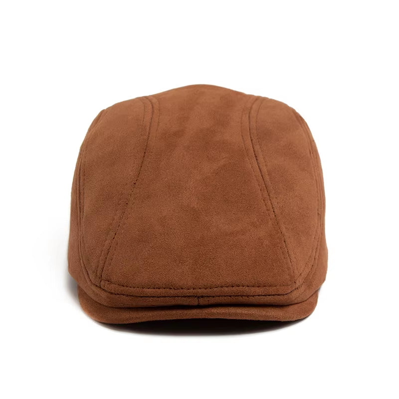 New Suede Autumn Winter Beret Fashion Vintage Men Women Newsboy Hat Casual Flat Visor Cap Berets for 54-58Cm Head Circum Ference
