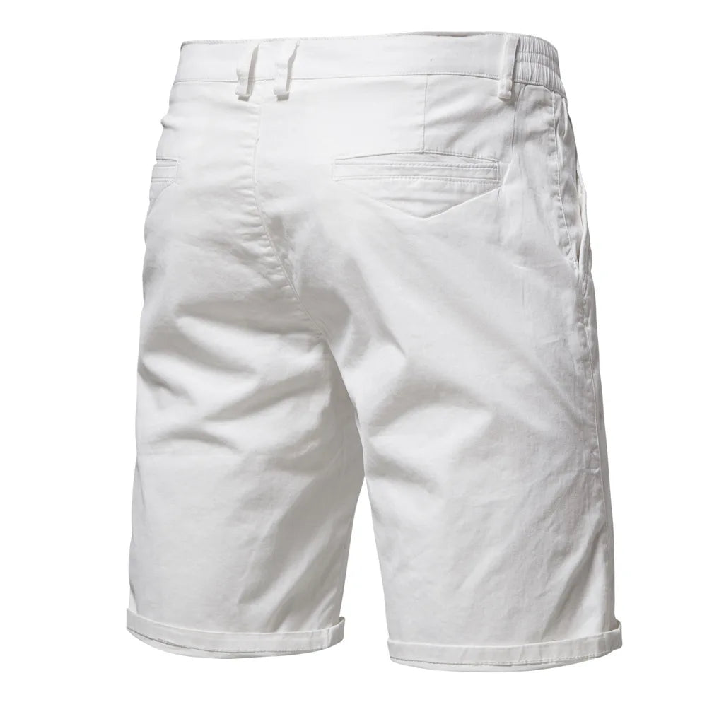 Y2K Summer New 100% Cotton White Gym Shorts Mens Casual Business Social Elastic Waist Cargo Shorts Bermuda Beach Shorts for Men