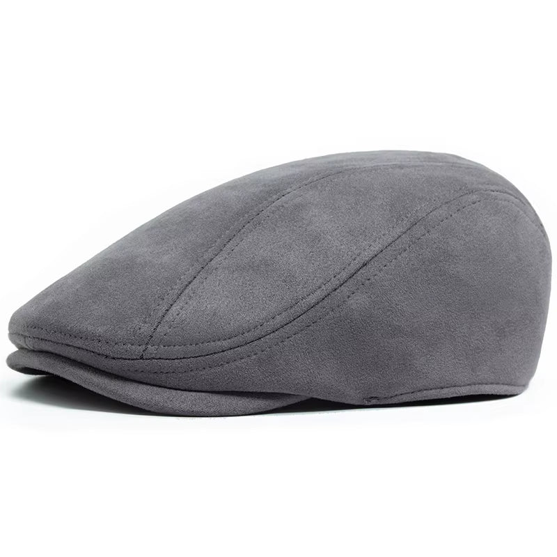 New Suede Autumn Winter Beret Fashion Vintage Men Women Newsboy Hat Casual Flat Visor Cap Berets for 54-58Cm Head Circum Ference