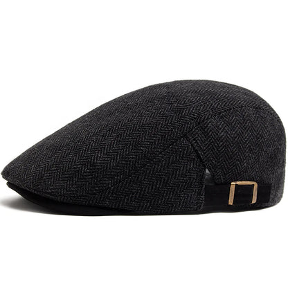 New Herringbone Vintage Beret Men Autumn Winter Casual Flat Visor Hat Berets Retro Fashion Newsboy Cap Men'S Adjustable