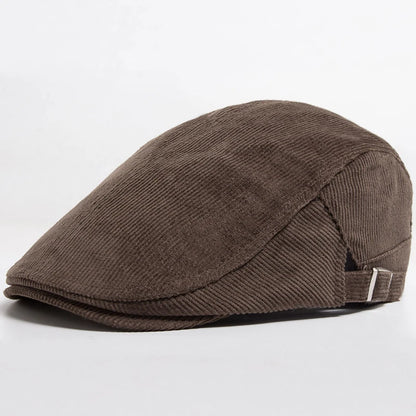 Men Fashion Corduroy Beret Spring Autumn Thick Warm Women'S Flat Hat Vintage Casual Newsboy Cap Unisex Fashion Front Back Wear