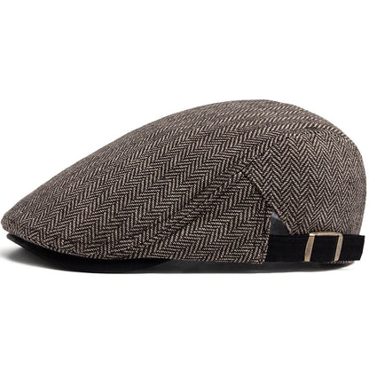 New Herringbone Vintage Beret Men Autumn Winter Casual Flat Visor Hat Berets Retro Fashion Newsboy Cap Men'S Adjustable