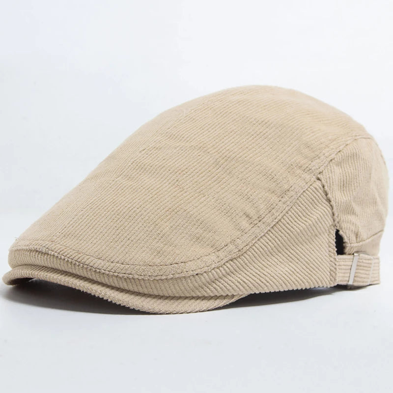 Men Fashion Corduroy Beret Spring Autumn Thick Warm Women'S Flat Hat Vintage Casual Newsboy Cap Unisex Fashion Front Back Wear