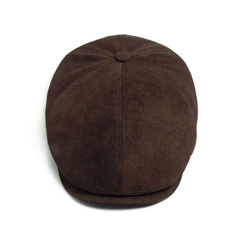 New PU Imitation Leather Newsboy Cap Fashion Vintage Men Women Berets for Spring Autumn Visor Flat Hat Casual Retro Hip Hop Caps