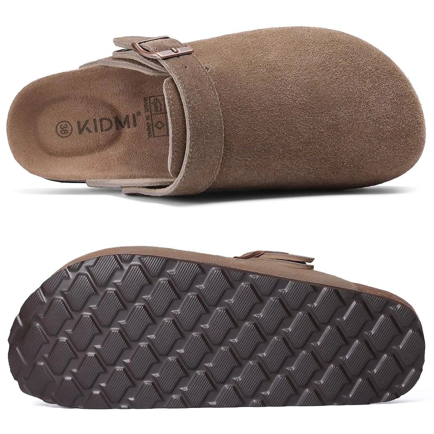 Women'S Suede Clogs with Arch Support New Adjustable Strap Cork Footbed Mules Lady Slip on Clogs Slippers Men Cork Slides