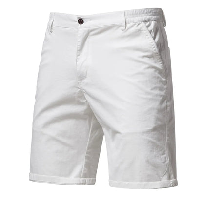 Y2K Summer New 100% Cotton White Gym Shorts Mens Casual Business Social Elastic Waist Cargo Shorts Bermuda Beach Shorts for Men