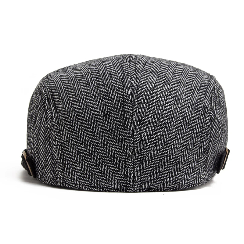 New Herringbone Vintage Beret Men Autumn Winter Casual Flat Visor Hat Berets Retro Fashion Newsboy Cap Men'S Adjustable