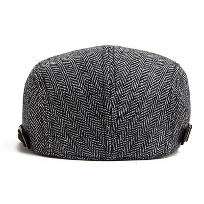 New Herringbone Vintage Beret Men Autumn Winter Casual Flat Visor Hat Berets Retro Fashion Newsboy Cap Men'S Adjustable