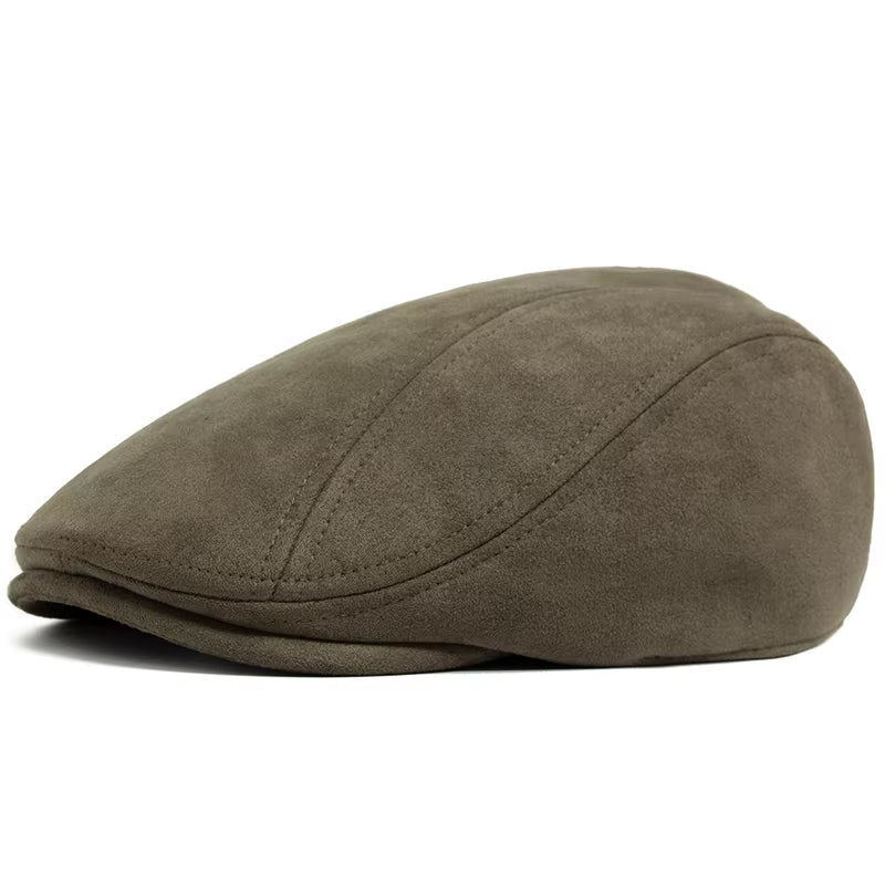 New Suede Autumn Winter Beret Fashion Vintage Men Women Newsboy Hat Casual Flat Visor Cap Berets for 54-58Cm Head Circum Ference