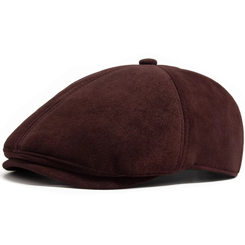New PU Imitation Leather Newsboy Cap Fashion Vintage Men Women Berets for Spring Autumn Visor Flat Hat Casual Retro Hip Hop Caps